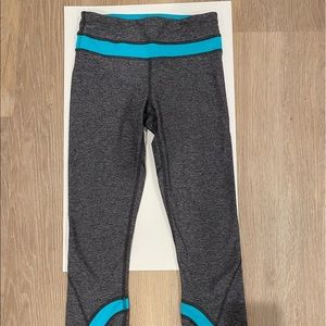 Gray and Blue Cropped LULULEMON Leggings